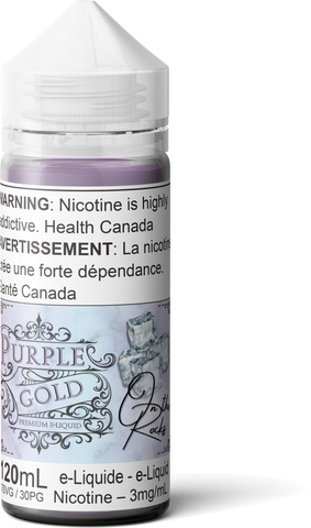 Purple Gold On The Rocks 120mL - Victorian Gold Theory Labs Distro. Vaping E-Liquid Disposables St. Catharines Ontario Canada
