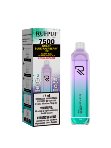 Grape Blue Raspberry Ice RufPuf 7500 Theory Labs Distro. Vaping E-Liquid Disposables St. Catharines Ontario Canada