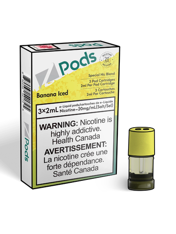 Banana Iced - Z-Pods Theory Labs Distro. Vaping E-Liquid Disposables St. Catharines Ontario Canada
