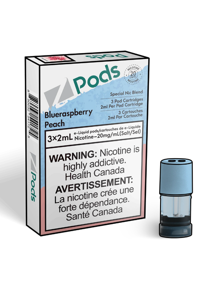 Blue Raspberry Peach - Z-Pods Theory Labs Distro. Vaping E-Liquid Disposables St. Catharines Ontario Canada